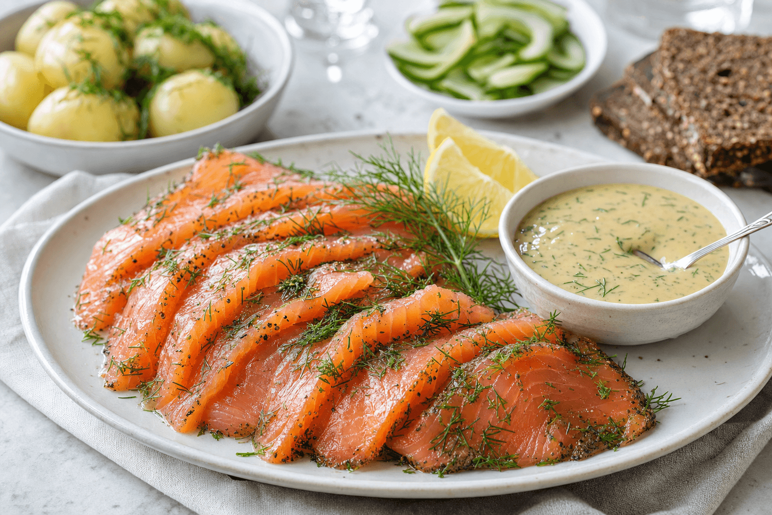 Swedish dill-cured salmon (gravlax)