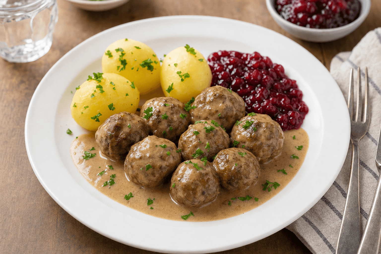 Swedish Meatballs with Cream Sauce and Lingonberry